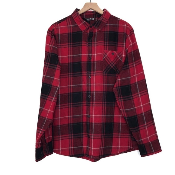 ALPINE DESIGN Red Black Plaid Button Up Flannel Shirt XL - Picture 9 of 9